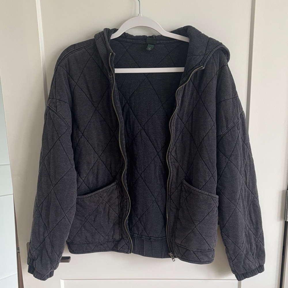 Wild Fable Quilted Black Zip-Up Hoodie